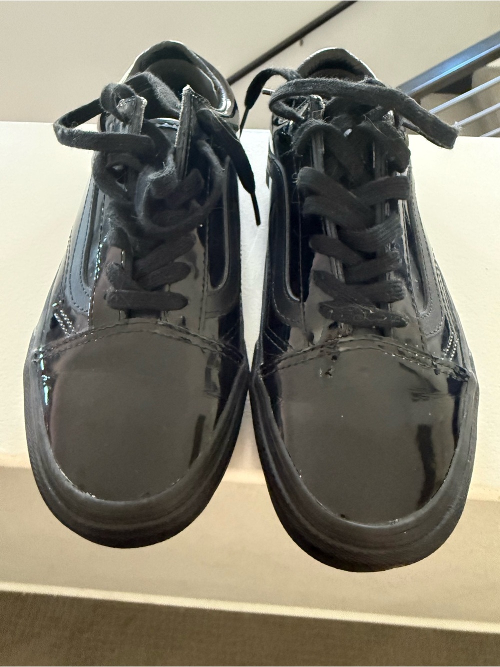 Vans Black Patent Lace-Up Sneakers